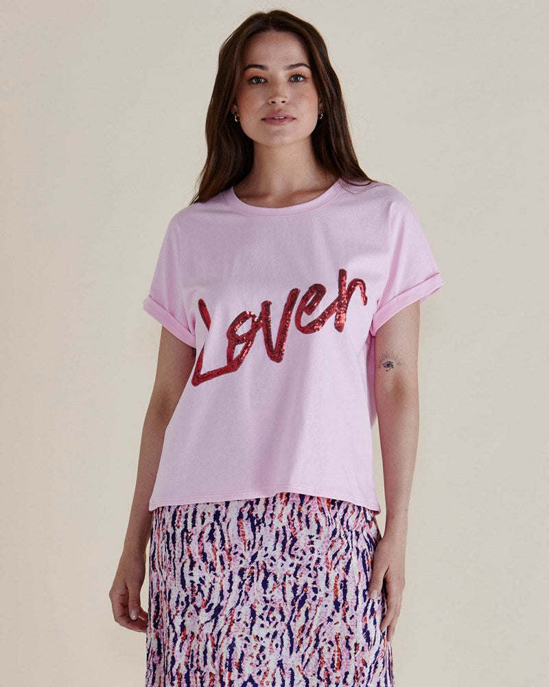 Image of a model wearing Tops. Productname: Betty Basics Lover Tee Pink in Pink colour by brand - Betty Basics