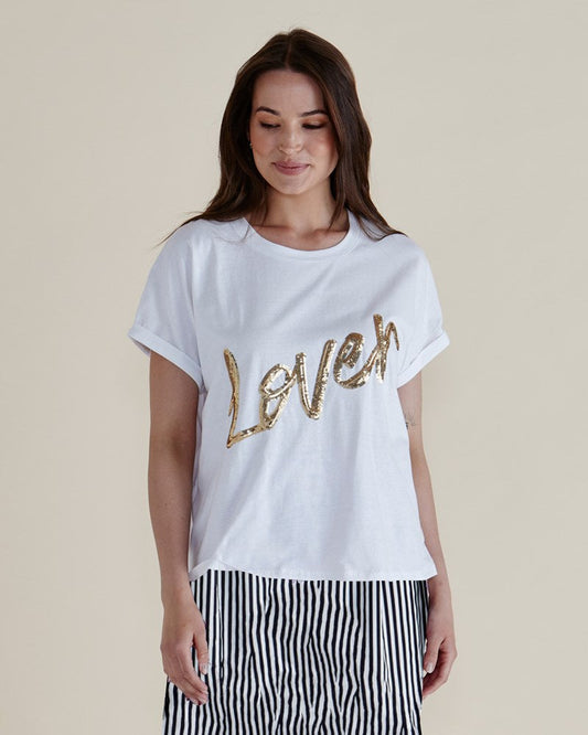 Image of a model wearing Tops. Productname: Betty Basics Lover Tee White in White colour by brand - Betty Basics