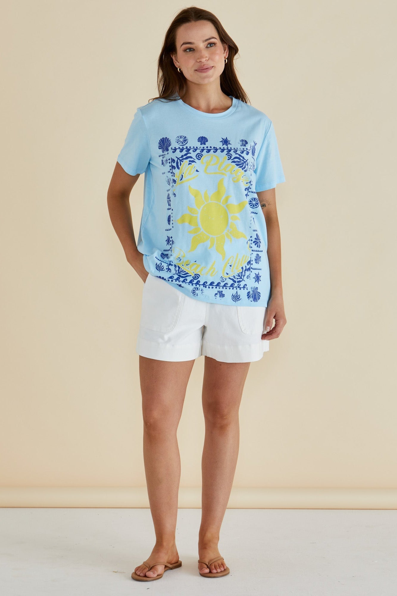 Betty Basics Ellia Crew Tee (La Plage Print)