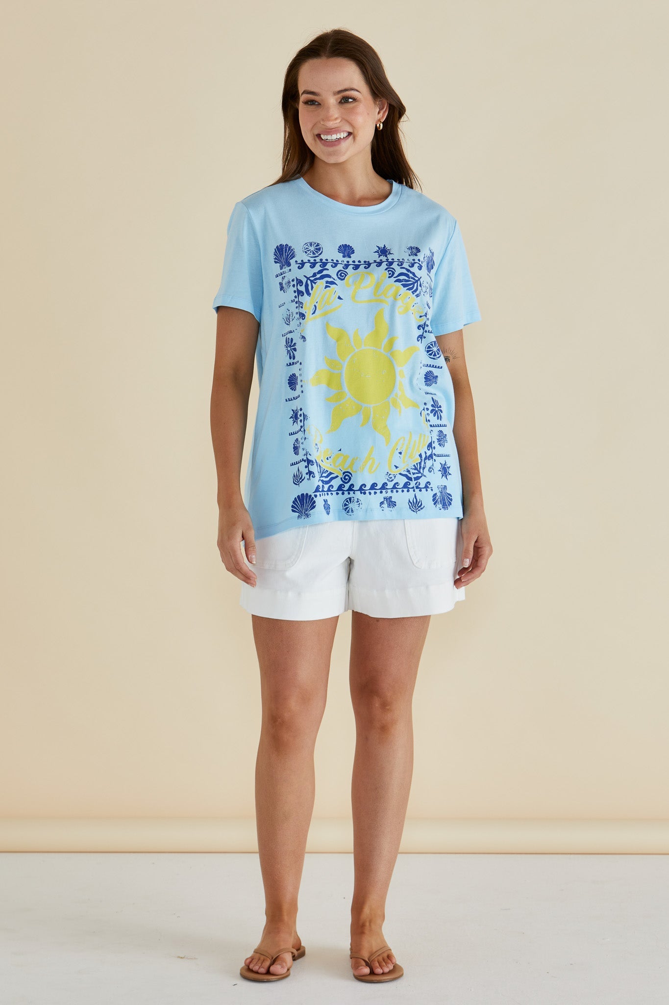 Betty Basics Ellia Crew Tee (La Plage Print)