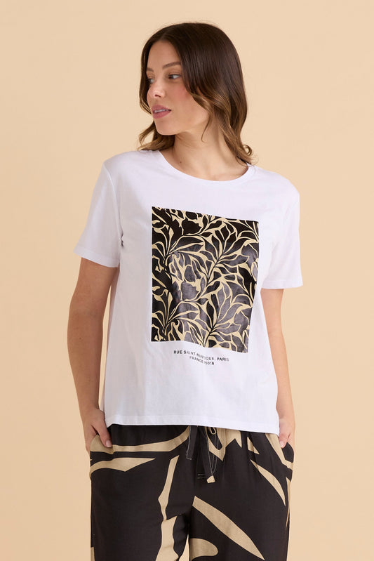 Betty Basics Ellia Crew Tee (Monochrome Floral)