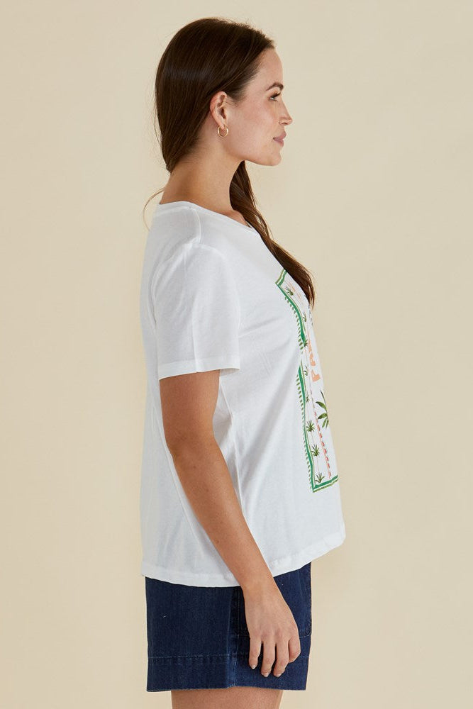 Betty Basics Ellia Crew Tee (Paradise Beach Print)