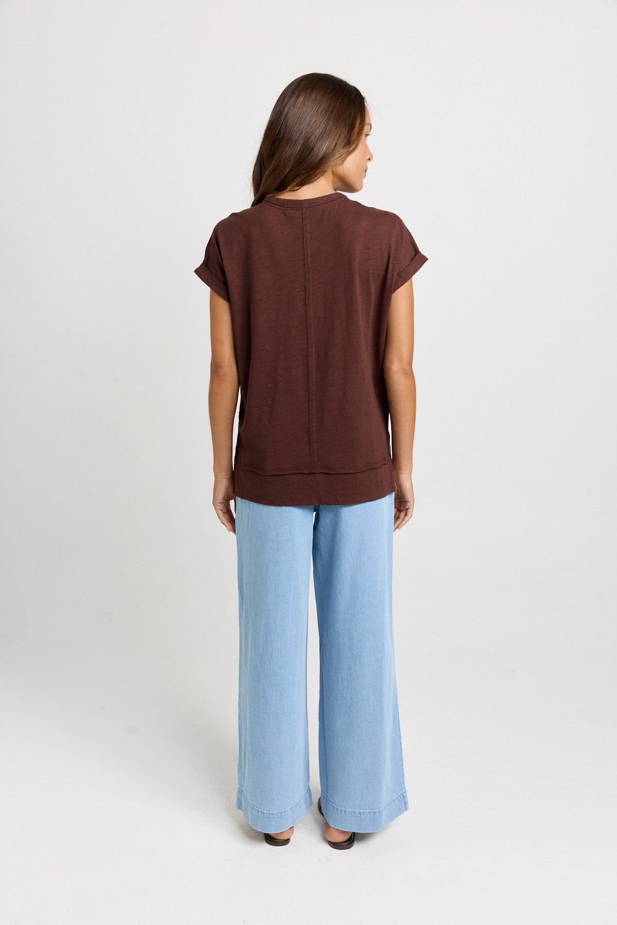 Betty Basics Shirley Cotton Slub Tee (Chocolate)