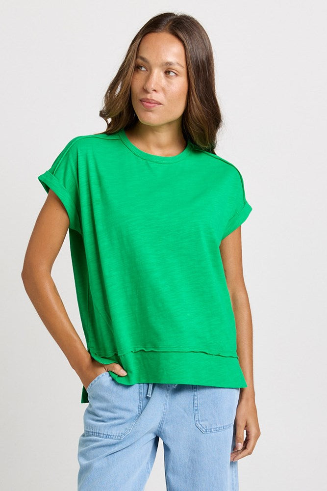 Betty Basics Shirley Cotton Slub Tee (Green)