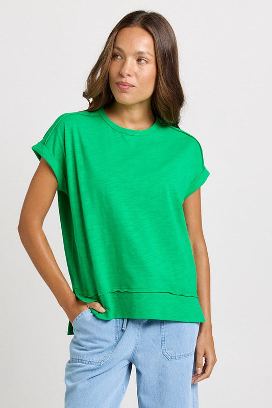 Betty Basics Shirley Cotton Slub Tee (Green)