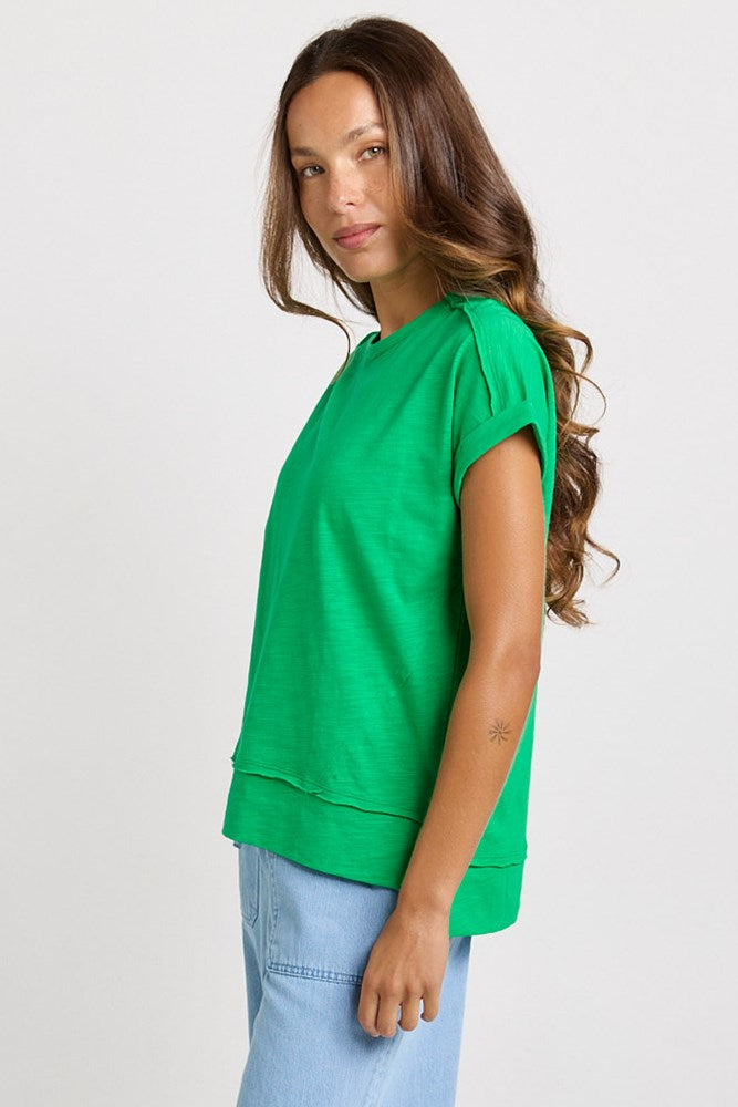 Betty Basics Shirley Cotton Slub Tee (Green)