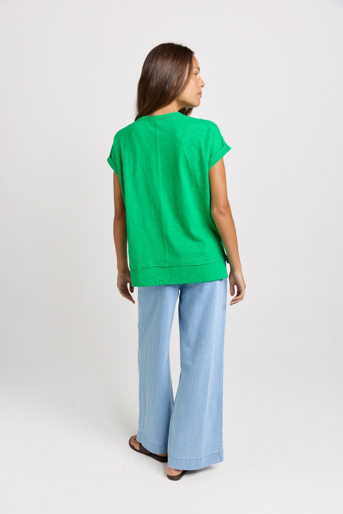 Betty Basics Shirley Cotton Slub Tee (Green)