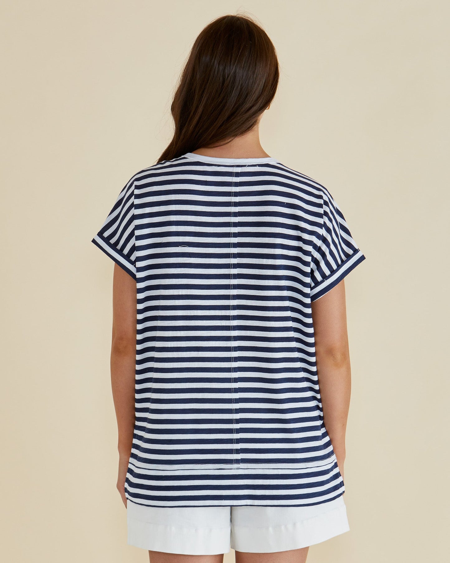 Betty Basics Shirley Short Sleeve Tee (Navy Stripe)