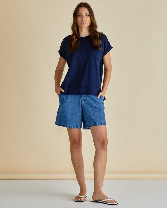Betty Basics Shirley Short Sleeve Tee (Navy)