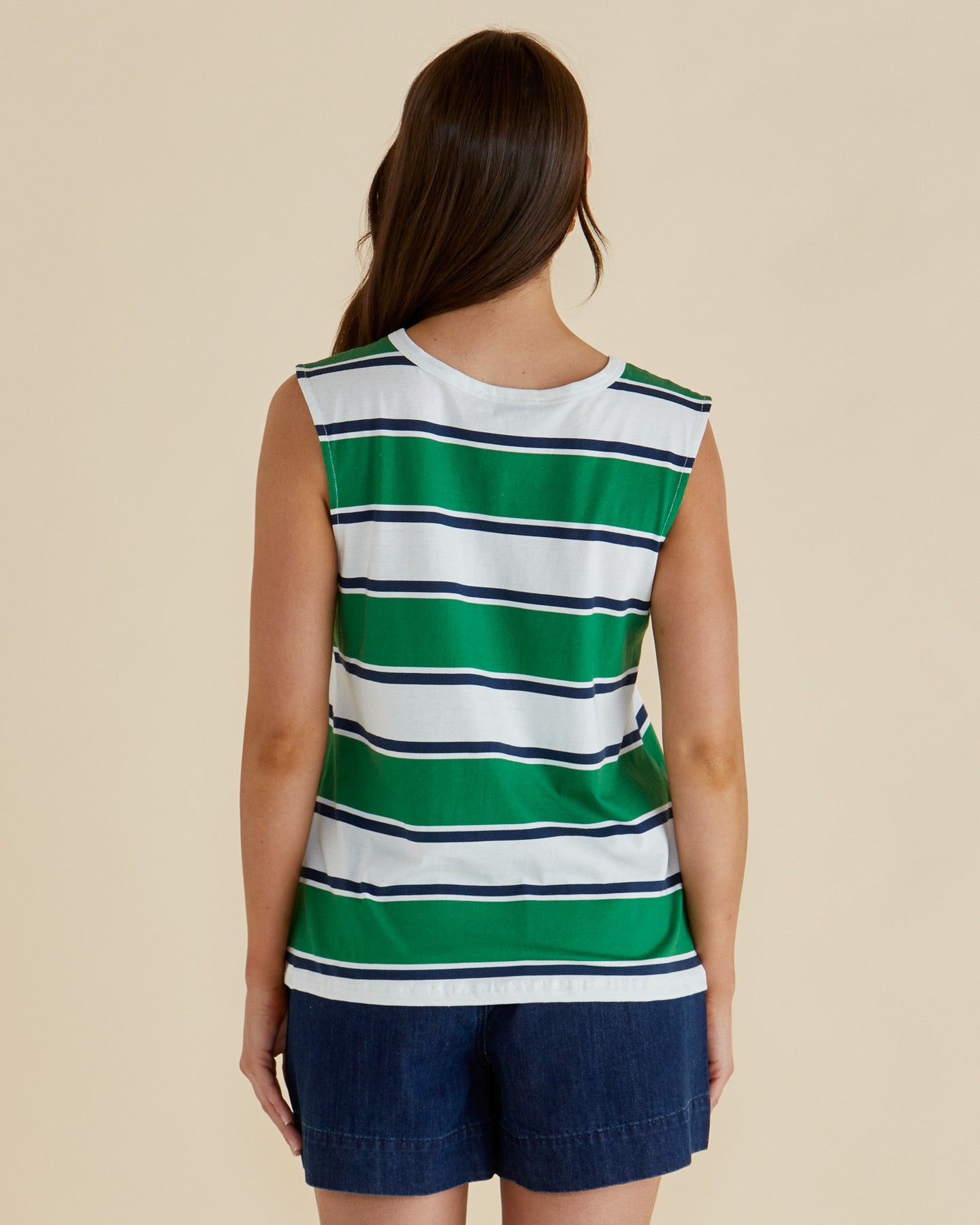 Betty Basics Jordyn Tank (Navy/Green Stripe)