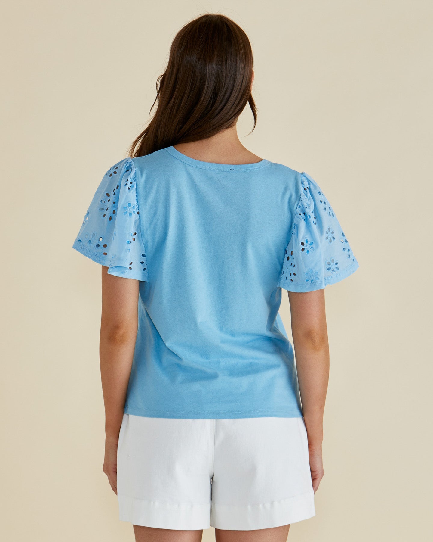 Betty Basics Lottie Embroidered Tee (Baby Blue)