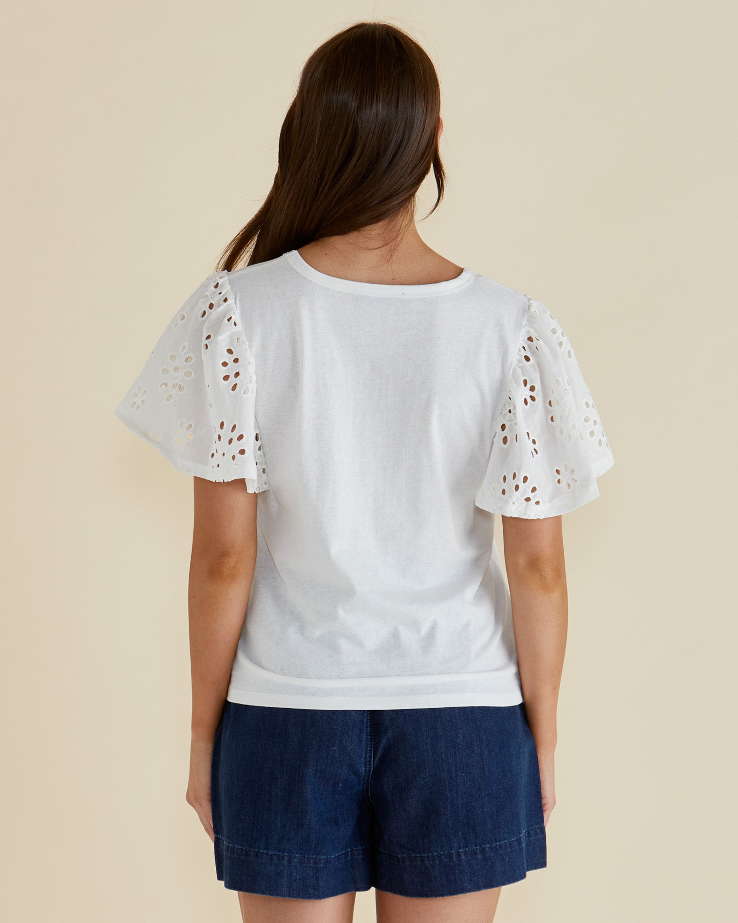 Betty Basics Lottie Embroidered Tee (White)