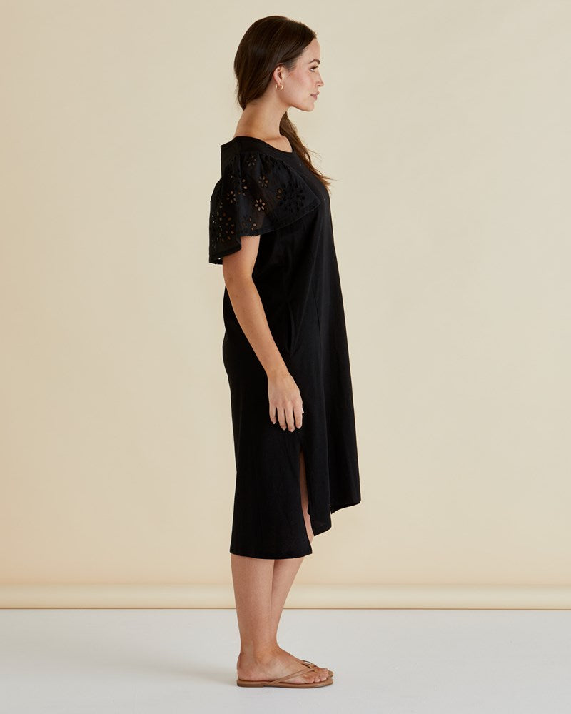 Betty Basics Sawyer Embroidered Dress (Black)