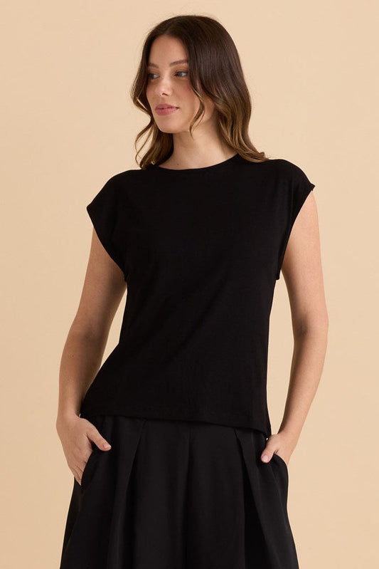 Image of Jewelry. Productname: Betty Basics Cuff Rib Tee Black in Black colour by brand - Betty Basics