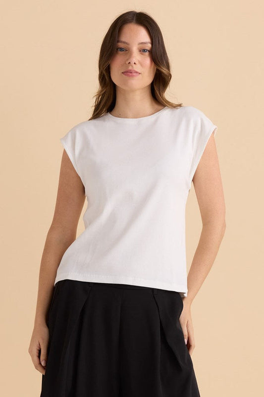 Image of Jewelry. Productname: Betty Basics Cuff Rib Tee White in White colour by brand - Betty Basics