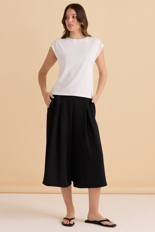 Betty Basics Cuff Rib Tee (White)