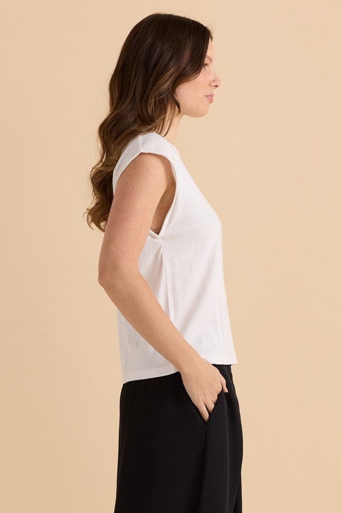 Betty Basics Cuff Rib Tee (White)