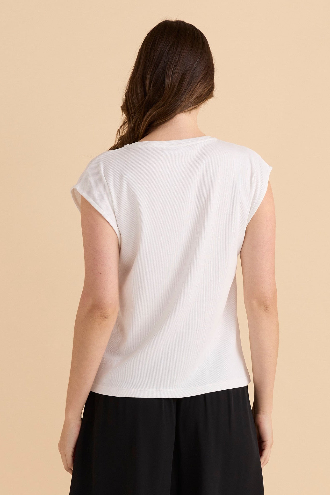 Betty Basics Cuff Rib Tee (White)