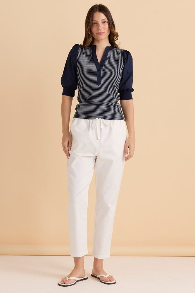 Betty Basics Ralph Rib Top (Navy Stripe)