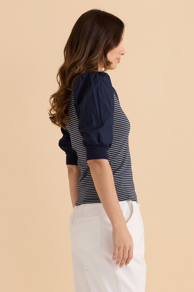 Betty Basics Ralph Rib Top (Navy Stripe)