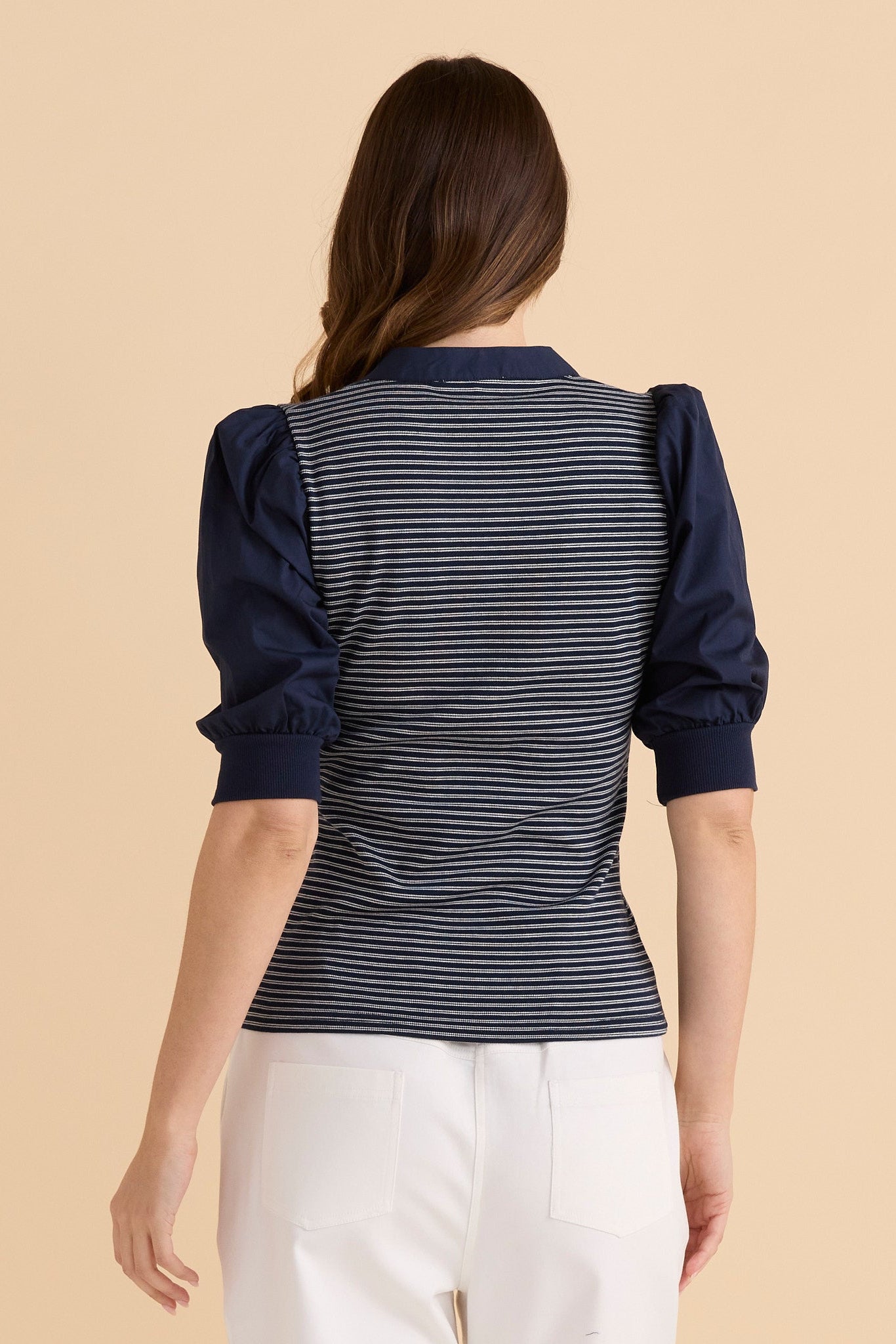 Betty Basics Ralph Rib Top (Navy Stripe)