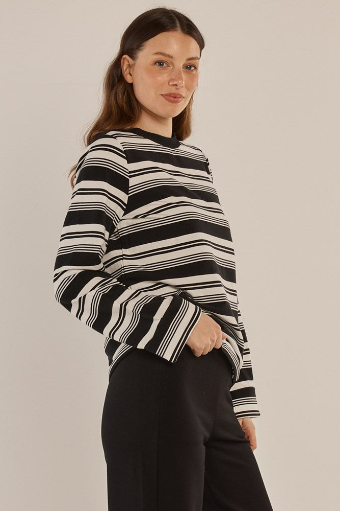 Betty Basics Arden Top (Black/White Stripe)