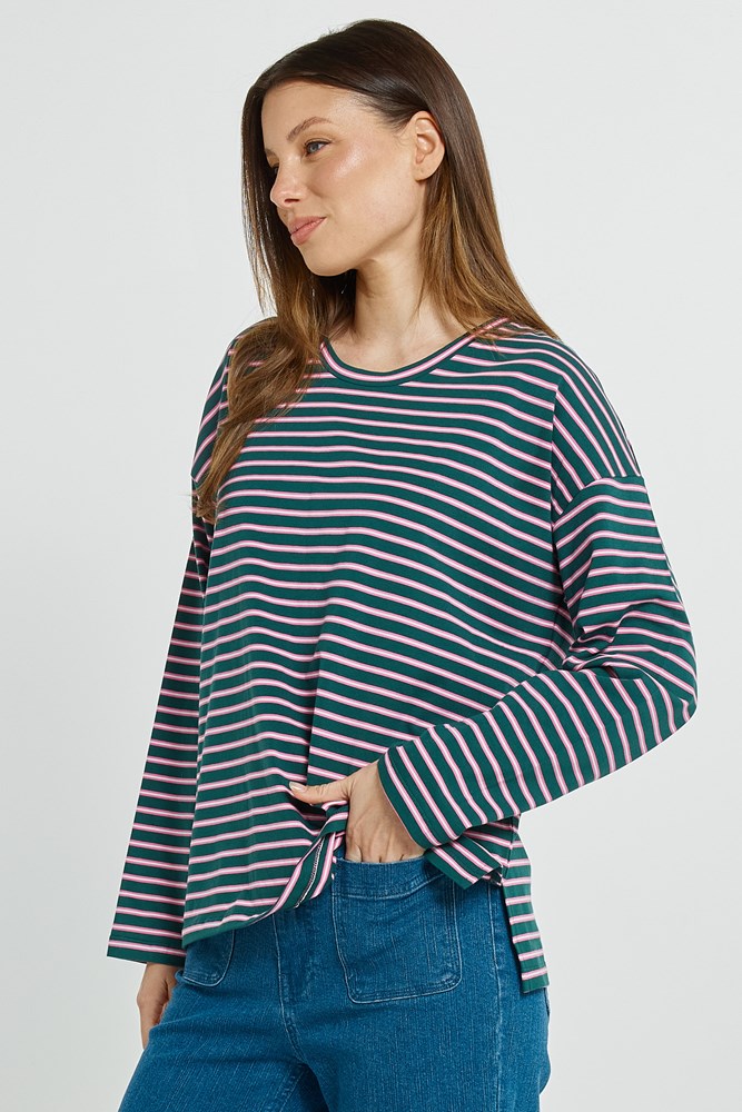 Betty Basics Vienna Tee (Green/Pink/White Stripe)