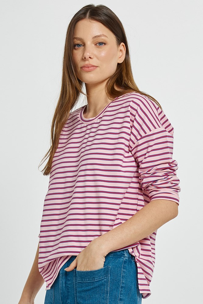 Betty Basics Vienna Tee (Pink/Purple/Red Stripe)