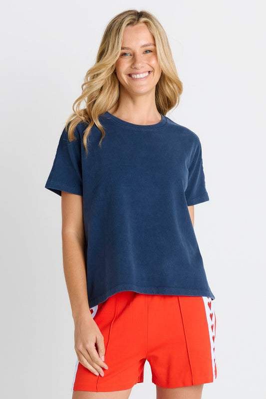 Image of T-Shirts. Product name - Base Tee Navy in Navy colour by brand - Betty Basics