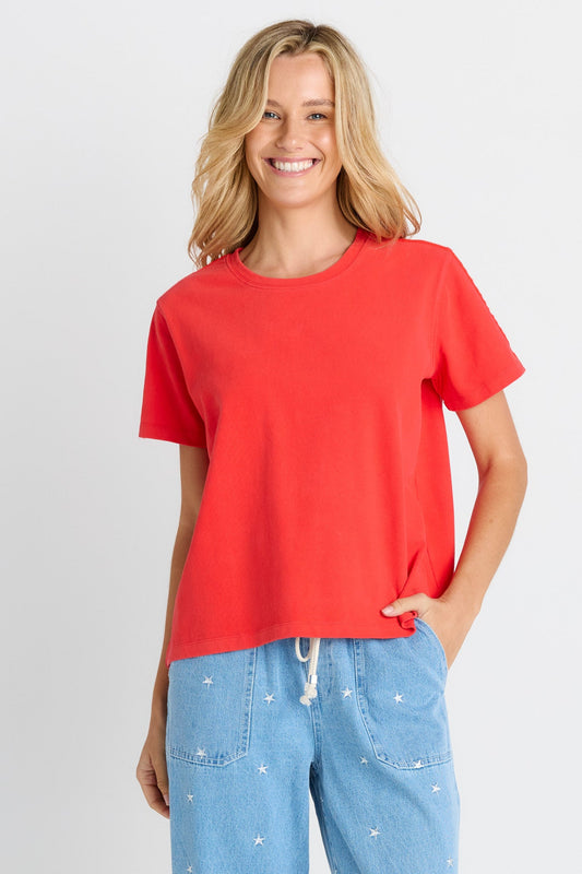 Image of T-Shirts. Product name - Base Tee Red in Red colour by brand - Betty Basics