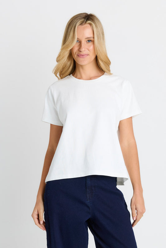 Image of T-Shirts. Product name - Base Tee White in White colour by brand - Betty Basics
