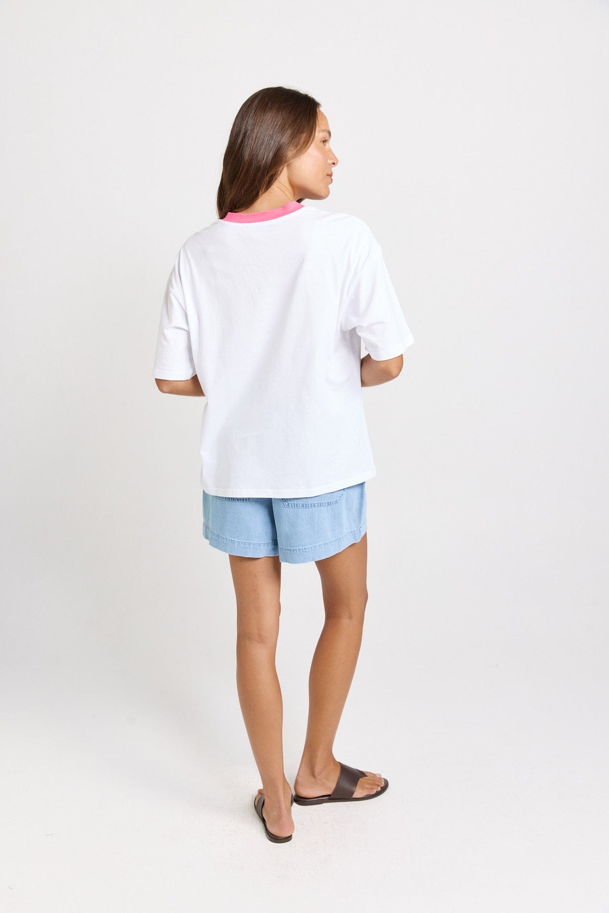 Betty Basics V-Neck Boxy Cotton Tee (Paradise Club Print)
