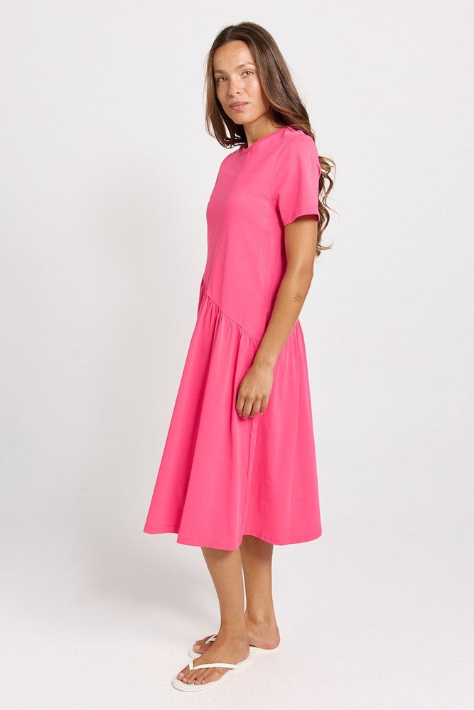 Betty Basics Ava Asymmetrical Cotton Midi Dress (Pink)