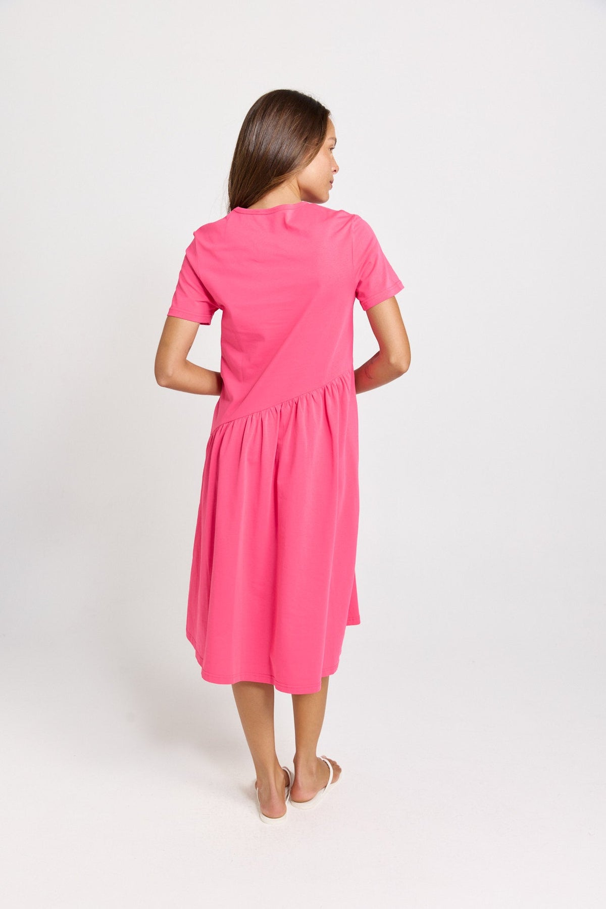 Betty Basics Ava Asymmetrical Cotton Midi Dress (Pink)