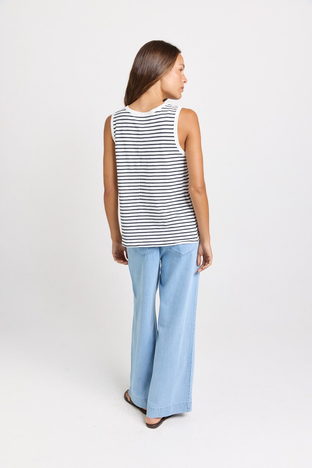 Betty Basics Rory Cotton Slub Tank (White/Navy Stripe)