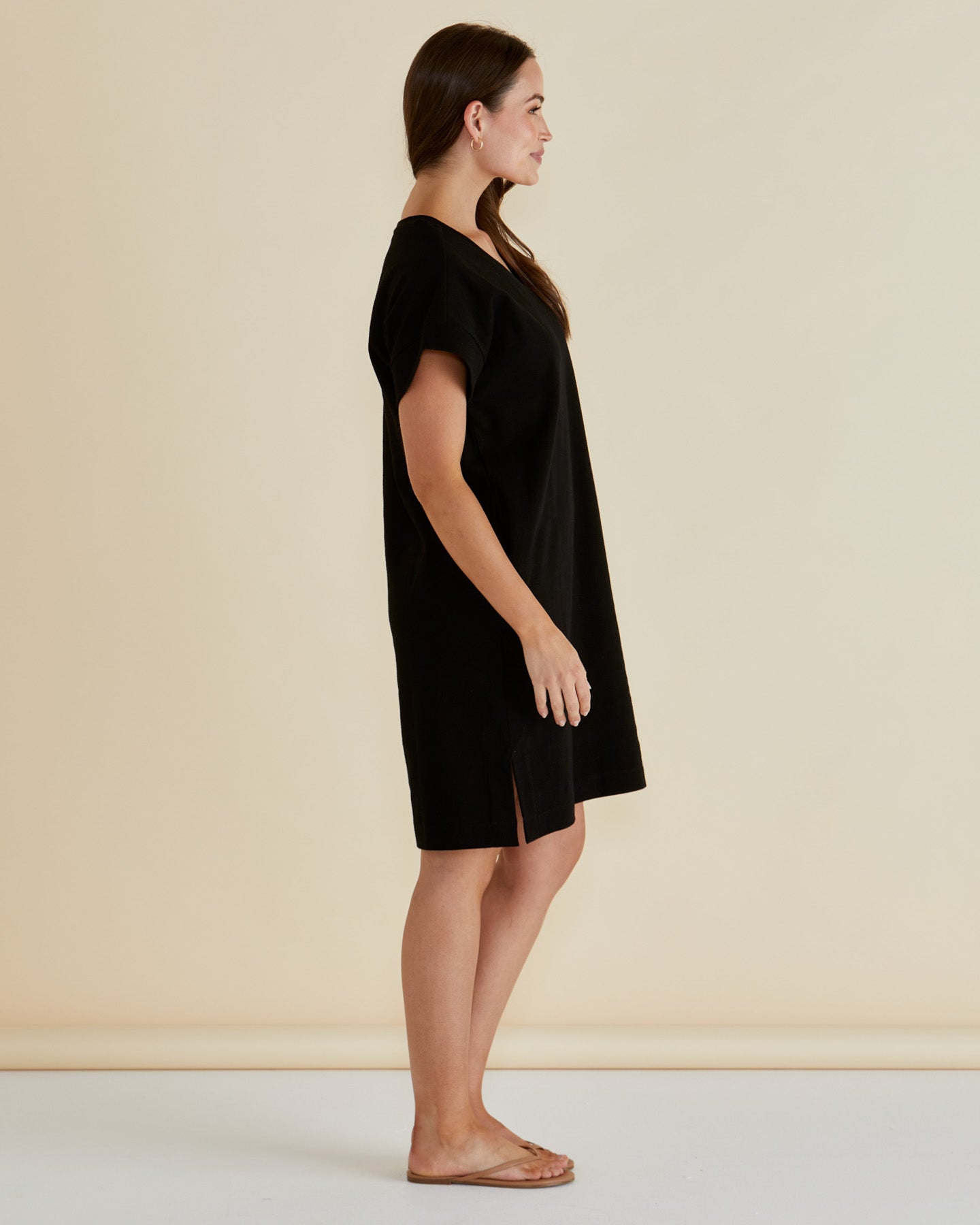 Betty Basics Elise V-Neck Rib Dress (Black)