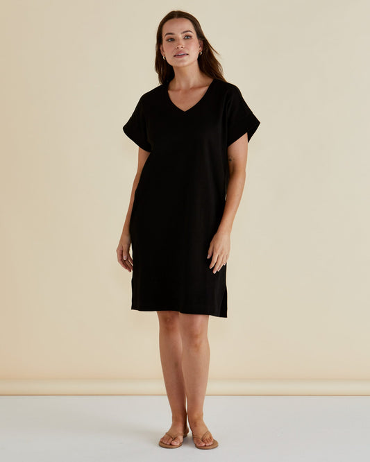 Image of Dresses. Productname: Betty Basics Elise V-Neck Rib Dress Black in Black colour by brand - Betty Basics