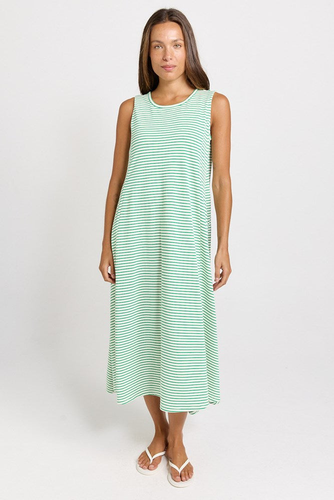 Betty Basics Sabrina Cotton Maxi Dress (Green Stripe)