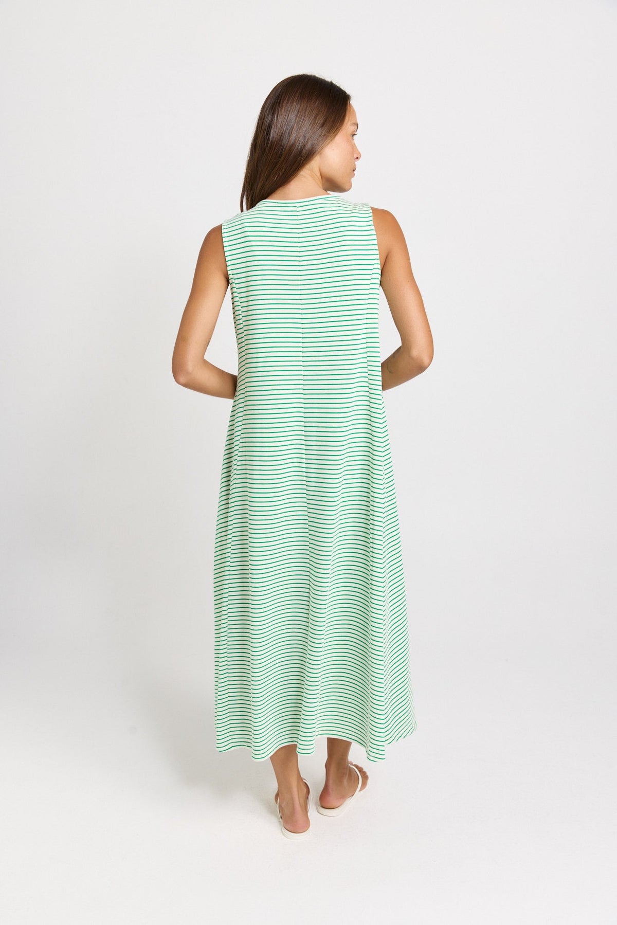 Betty Basics Sabrina Cotton Maxi Dress (Green Stripe)