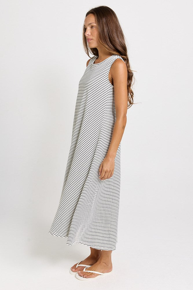 Betty Basics Sabrina Cotton Maxi Dress (Navy Stripe)