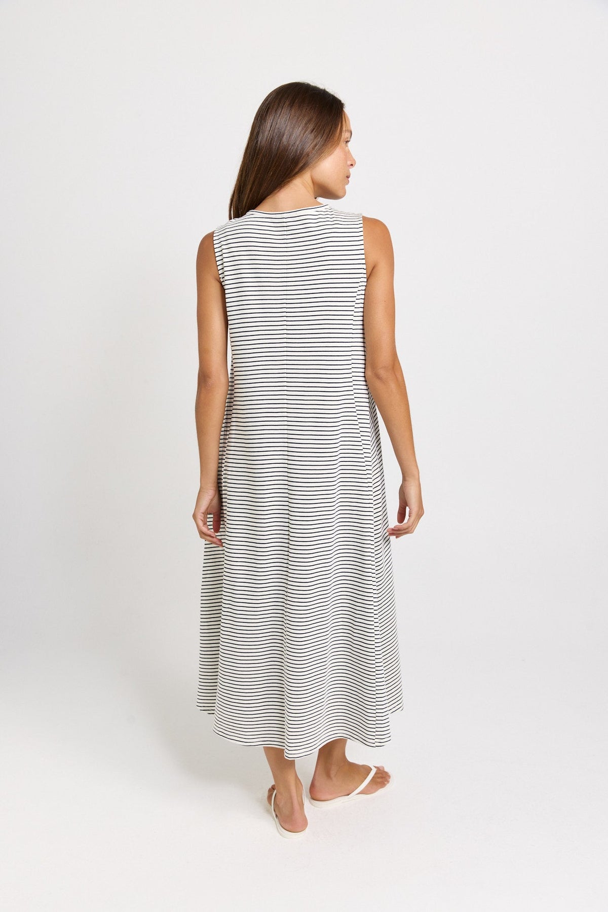 Betty Basics Sabrina Cotton Maxi Dress (Navy Stripe)