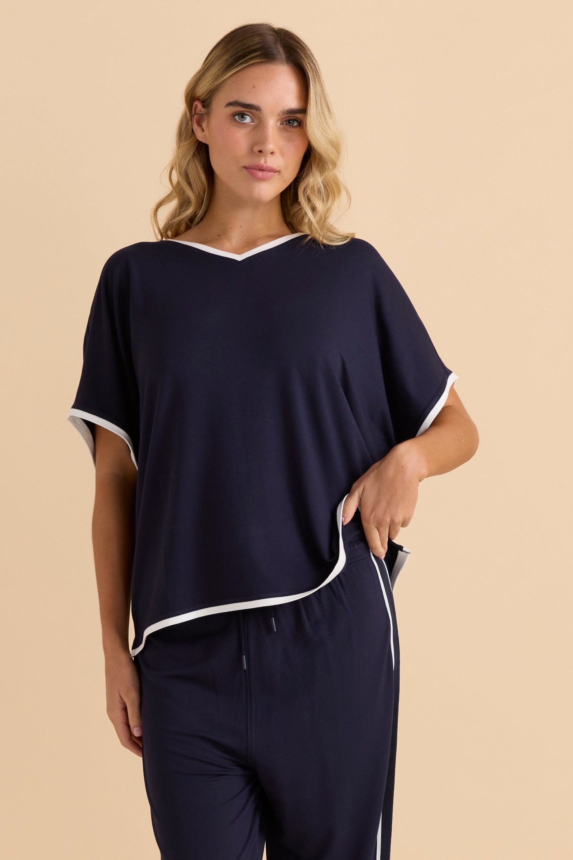 Image of T-Shirts. Product name - Clara Tee Navy in Navy colour by brand - Betty Basics