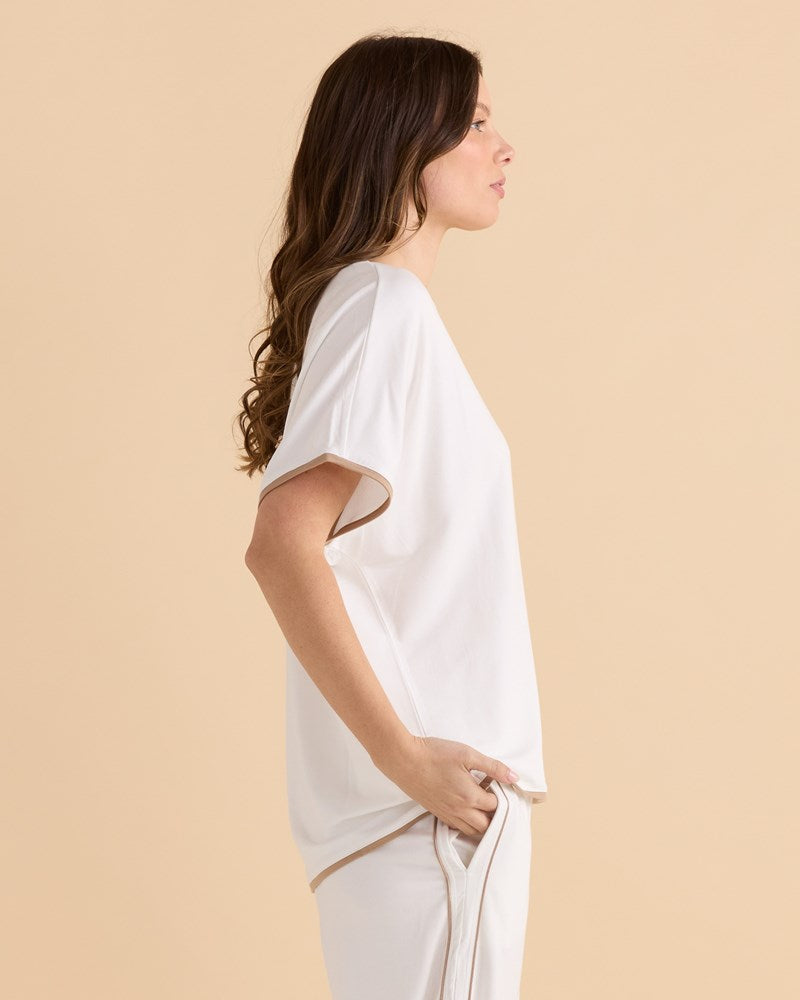 Betty Basics Clara Tee (White/Beige)