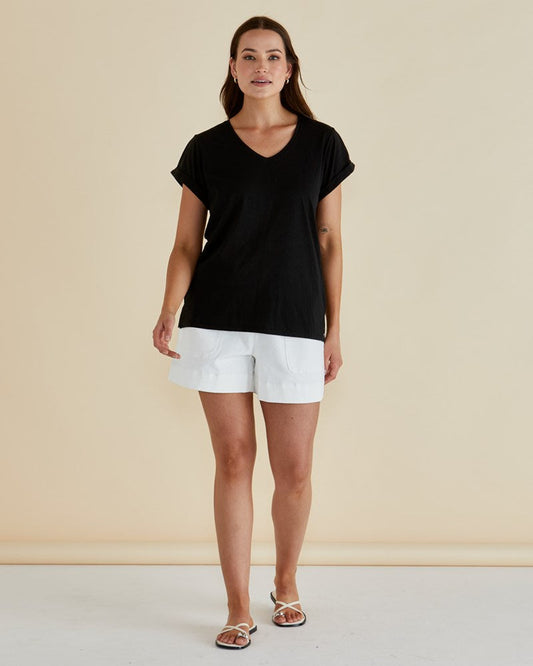 Betty Basics Ayla V-Neck Tee (Black)