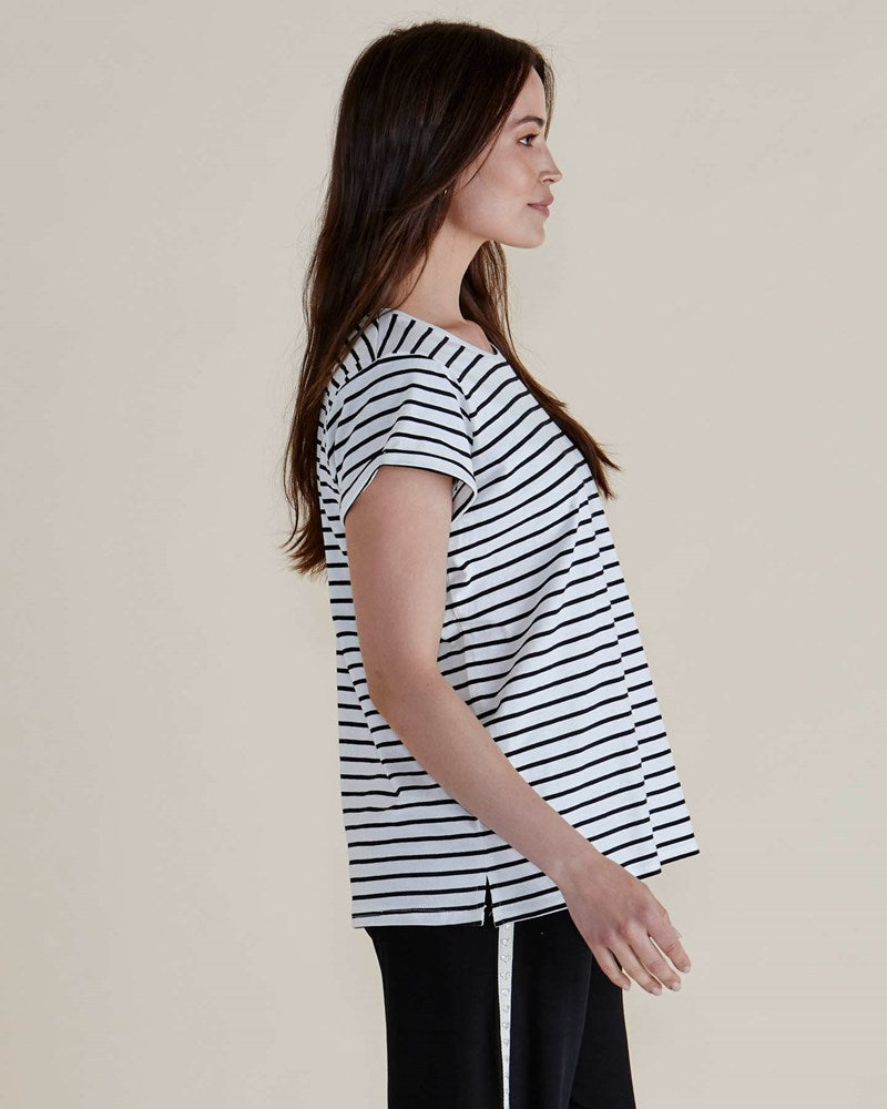 Betty Basics Caia Crew Tee (Black Stripe)