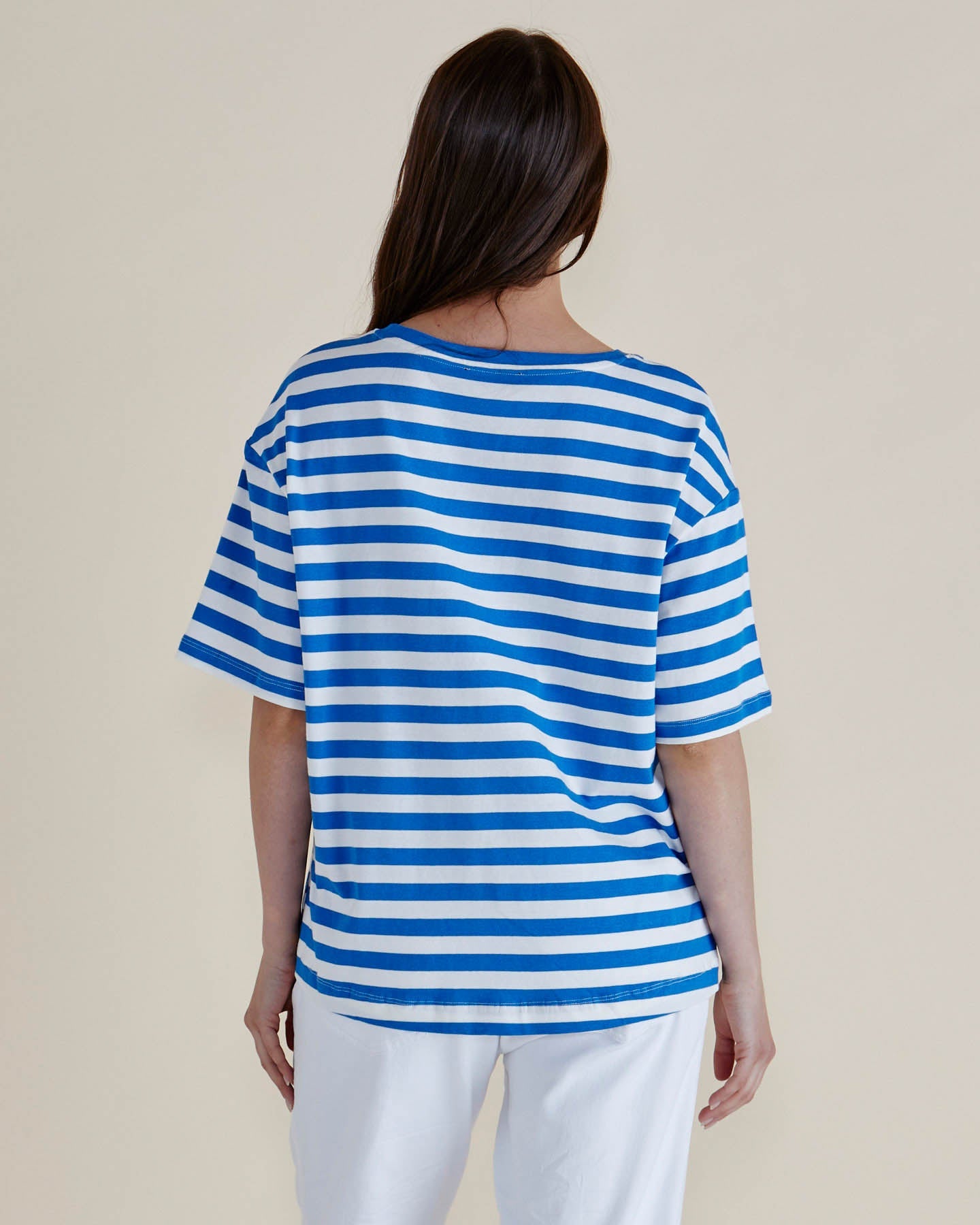 Betty Basics Relax Boxy Tee (Azure Blue Stripe)