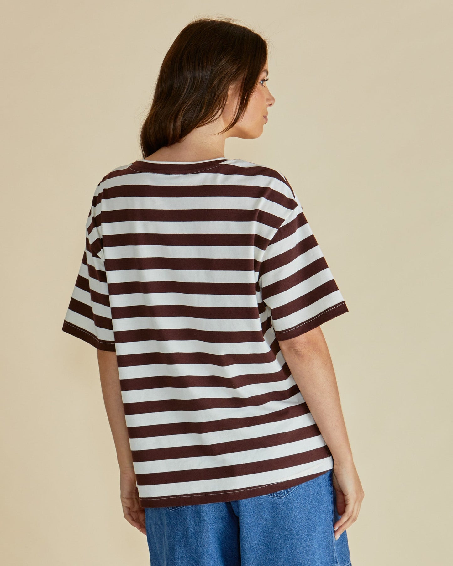 Betty Basics Relax Boxy Tee (Brown Stripe)