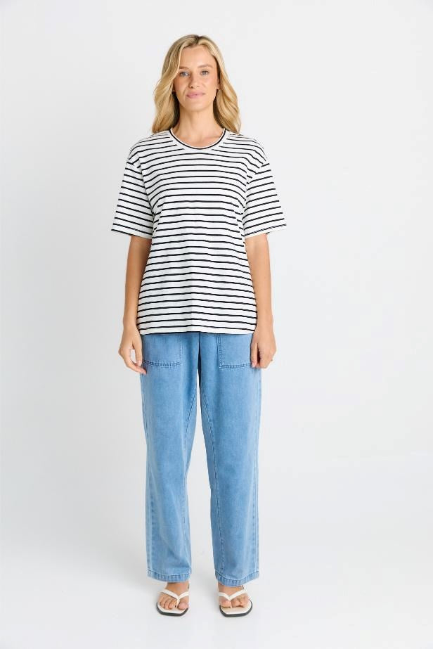 Betty Basics Relax Boxy Tee (Black/White Stripe)