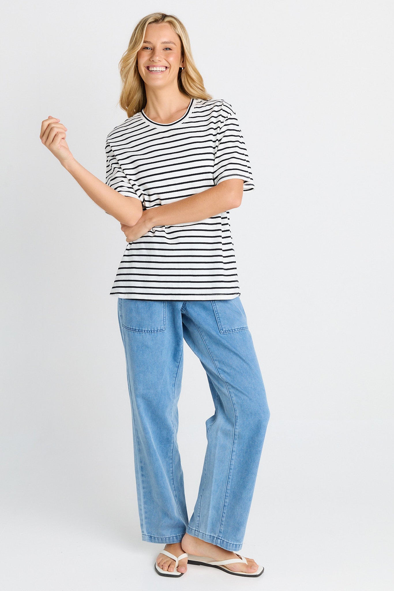 Betty Basics Relax Boxy Tee (Black/White Stripe)