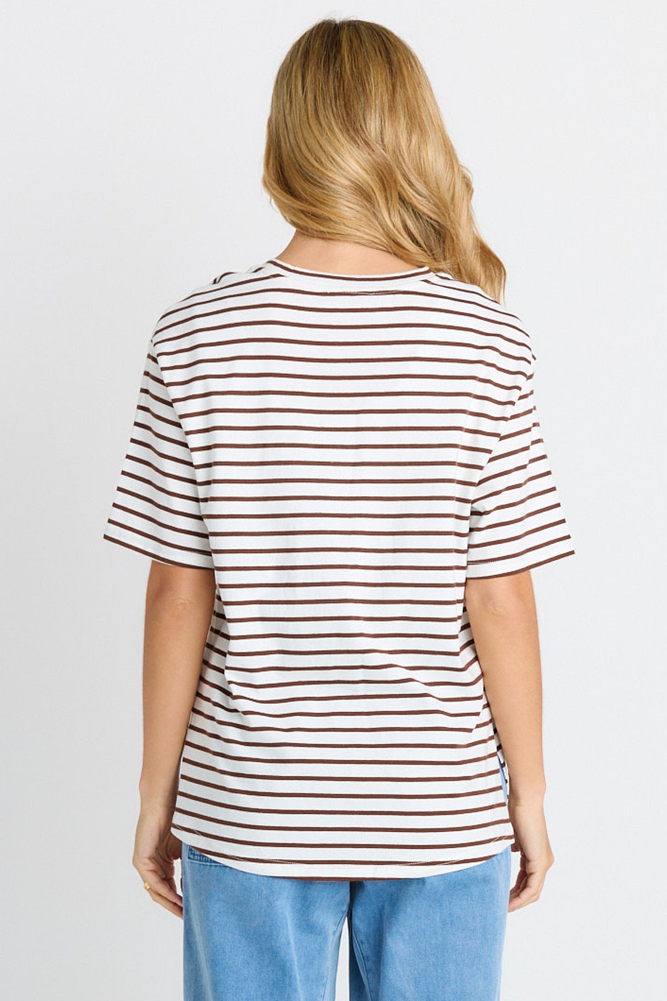 Betty Basics Relax Boxy Tee (Choc/White Stripe)